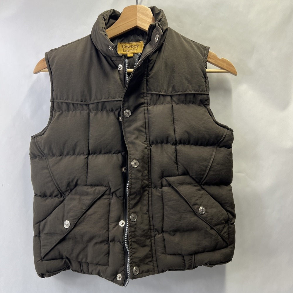 COWBOY‎ LEGEND Youth M Brown puff Full Zip / Button Up Vest size L Large